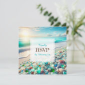 美しい海波と海のガラス結婚ズ 招待状 (スタンド正面)
