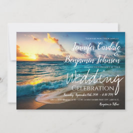 美しい海波夏ビーチ結婚式 招待状