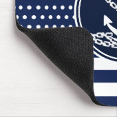 美しい海洋スタイル、いかり、青と白 マウスパッド (コーナー)