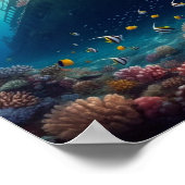 美しい海礁と難破船 ポスター (角)