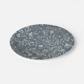 美しい海軍および金ゴールドの花のエレガントな結婚式 ペーパープレート (アングル)