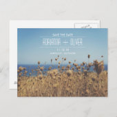 美しい海辺の屋外の結婚式の日付を保存 案内ポストカード (正面/裏面)