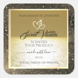 美しい海金ゴールドとベージュ色の製品ラベル スクエアシール