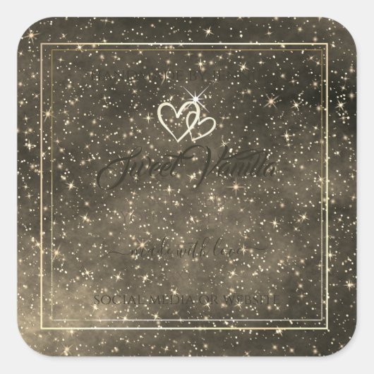 美しい海金ゴールドとベージュ色の製品ラベル スクエアシール (正面)