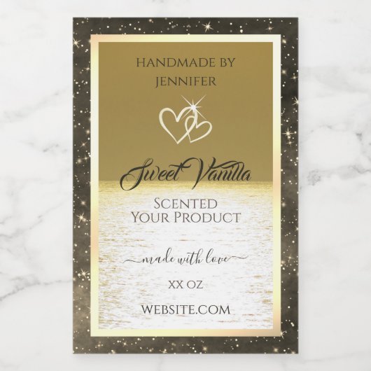 美しい海金ゴールドとベージュ色の製品ラベル フードラベル (シングルラベル)