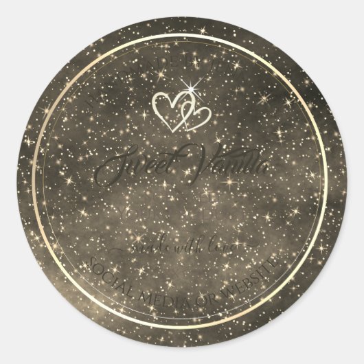 美しい海金ゴールドとベージュ色の製品ラベル ラウンドシール (正面)