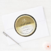 美しい海金ゴールドとベージュ色の製品ラベル ラウンドシール (封筒)