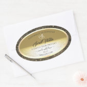 美しい海金ゴールドとベージュ色の製品ラベル 楕円形シール (封筒)
