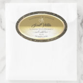 美しい海金ゴールドとベージュ色の製品ラベル 楕円形シール (バッグ)