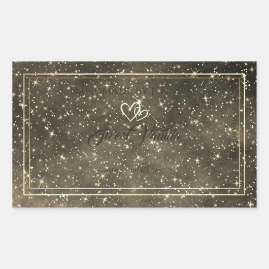 美しい海金ゴールドとベージュ色の製品ラベル 長方形シール (正面)