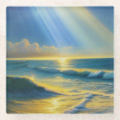 美しい海 ガラスコースター (正面)