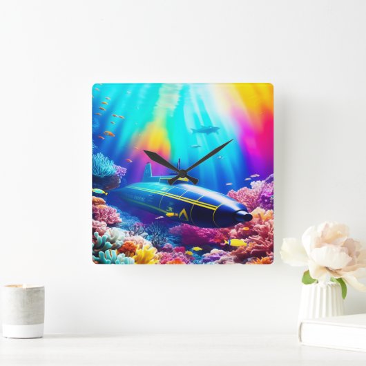 美しい海 スクエア壁時計 (ホーム)