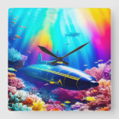美しい海 スクエア壁時計 (正面)