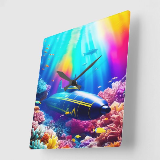 美しい海 スクエア壁時計 (傾斜)