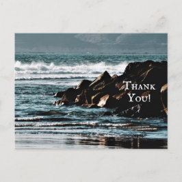 美しい海、波と岩のビーチありがとう ポストカード
