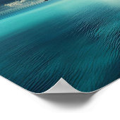 美しい海、波止場、ふわふわした雲 ポスター (角)