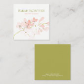 美しい淡い水彩のピンクの花 コーリングカード (正面/裏面)