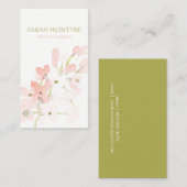 美しい淡い水彩のピンクの花 コーリングカード (正面/裏面)