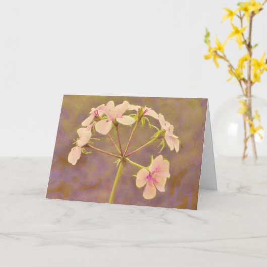 美しい淡い色のピンクの花アートノートカード カード (黄色い花)