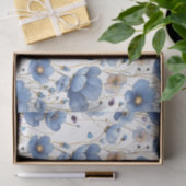 美しい淡い青の花のティッシュペーパー 薄葉紙 (ギフト)