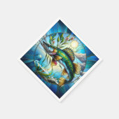 美しい淡水魚と青い湖 スタンダードカクテルナプキン (角)