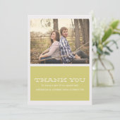 美しい淡黄緑の写真の結婚式のサンキューカード サンキューカード (スタンド正面)