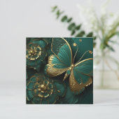 美しい深いグリーン&金ゴールドバタフライ (スタンド正面)