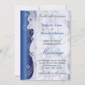 美しい深いブルーマーブル結婚式招待状 招待状 (正面)