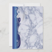 美しい深いブルーマーブル結婚式招待状 招待状 (裏面)