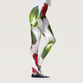 美しい深いレッドローズフラワー レギンス (右)