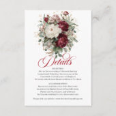 美しい深紅の花とゴールドの結婚式ディテール エンクロージャーカード (正面)