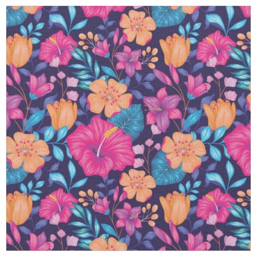 美しい混合花柄 ファブリック (クローズアップ)