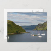 美しい港と反射付きの帆船 ポストカード (正面/裏面)