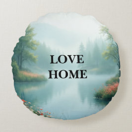 美しい湖の円枕 ラウンドクッション
