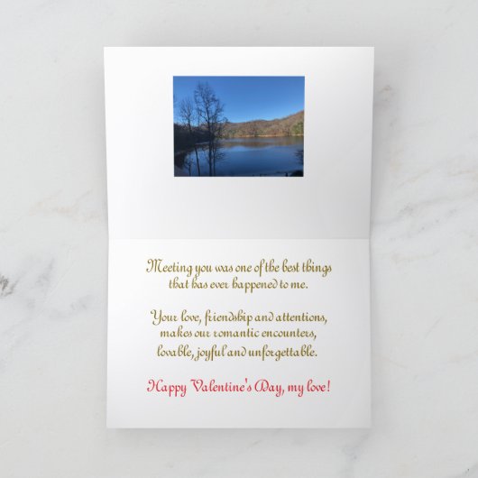 美しい湖の景色のバレンタインカード カード (内部)