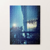 美しい湖の水の木の太陽の風景 ジグソーパズル (縦)