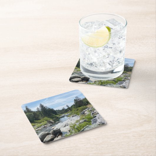 美しい湖タホーの景色 スクエアペーパーコースター (インサイチュ)