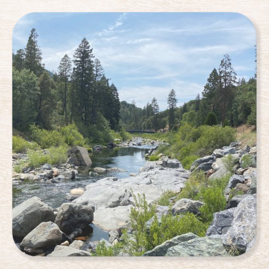 美しい湖タホーの景色 スクエアペーパーコースター (正面)