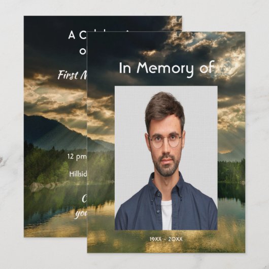 美しい湖畔のライフセレブレーションサービス 招待状 (正面/裏面)