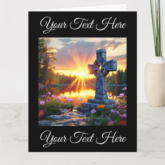 美しい湖畔の十字架像 カード (正面)