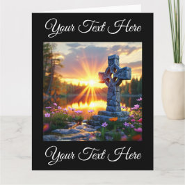 美しい湖畔の十字架像 カード