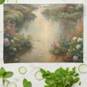 美しい湖 キッチンタオル (折り畳み)