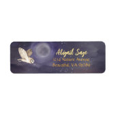 美しい満月とフクロウの住所 ラベル (正面)