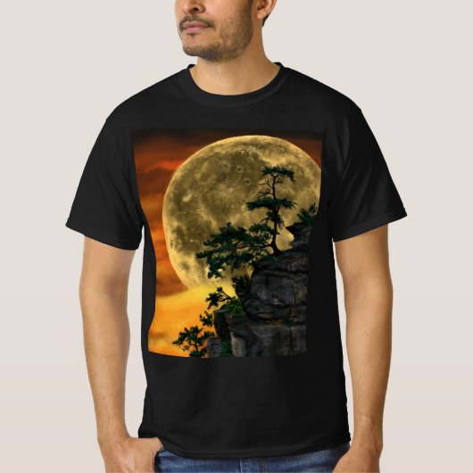 美しい満月の夜 – スケッチ違う  Tシャツ (正面)