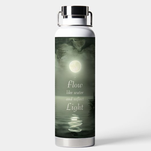 美しい満月の月光の感動的水 ウォーターボトル (背面)