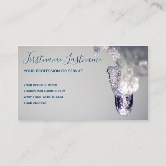 美しい溶ける氷とやる気を起こさせる引用文 名刺 (裏面)