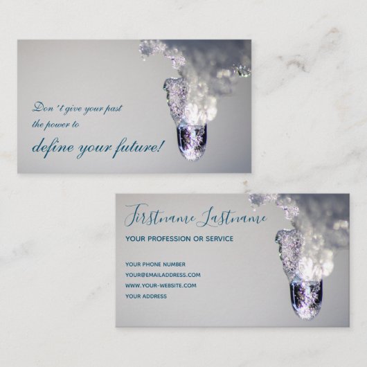 美しい溶ける氷とやる気を起こさせる引用文 名刺 (正面/裏面)