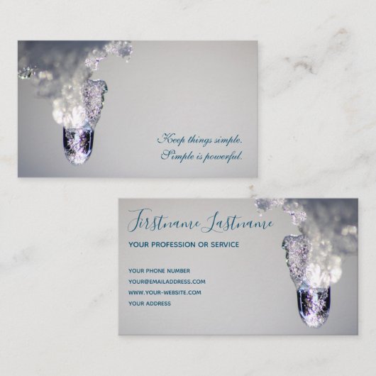 美しい溶ける氷とやる気を起こさせる引用文 名刺 (正面/裏面)