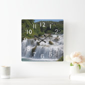 美しい滝のシーン スクエア壁時計 (ホーム)