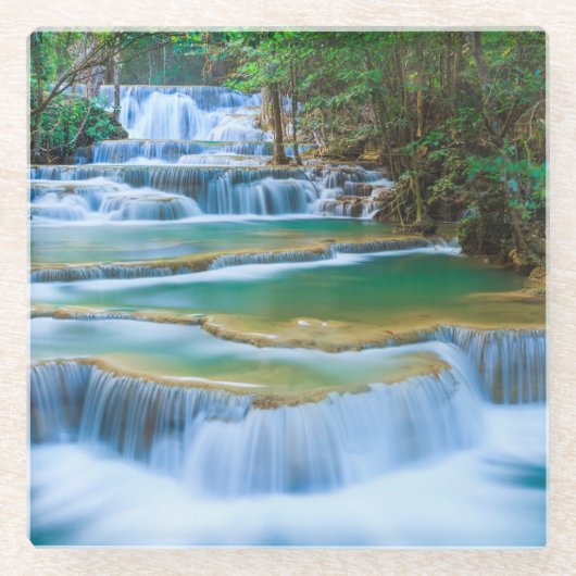 美しい滝 ガラスコースター (正面)